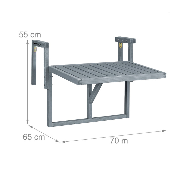 Relaxdays Балконний підвісний столик в сірому кольорі