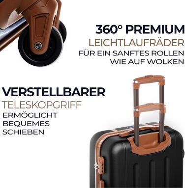 Набір валіз FERGÉ Milano 5-ти частинний (3 розміри) + сумка + органайзер - чорний