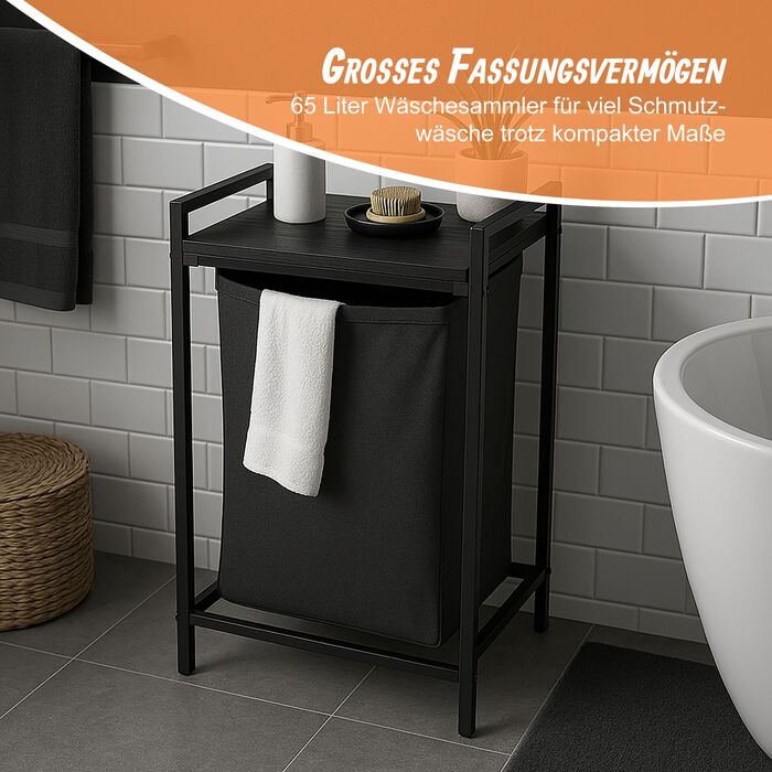 Кошик для білизни Relaxdays з металевим каркасом, 65 л