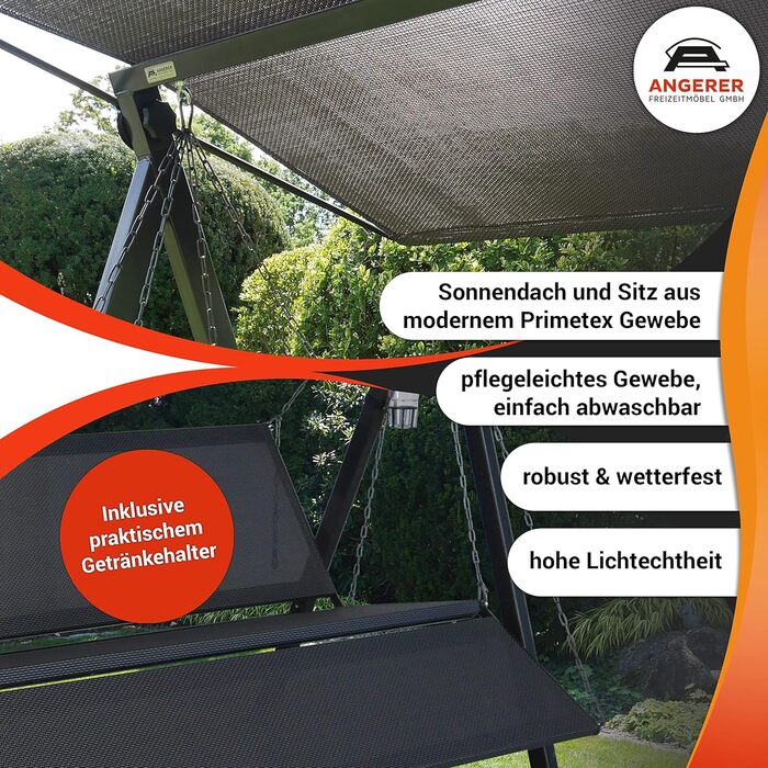 Гойдалка Анґерер Голлівуд Лаунж Смарт – зручна гойдалка для сидіння, відпочинку та сну, з функцією ліжка, легка збірка, Made in Germany, преміум-якість, бежева тканина