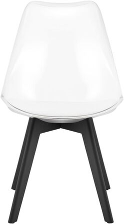 Чорні обідні стільці – стильні пластикові стільці з м'яким сидінням з екошкіри та поліпропіленовими ніжками, сучасний дизайн, комфортне відчуття (прозорі – чорні поліпропіленові ніжки, набір 1 шт.)