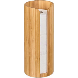 Туалетний папір для зберігання бамбук, на 3 рулони, контейнер для туалетного паперу стоячий, HxD 33,5 x 14,5 см, натуральний