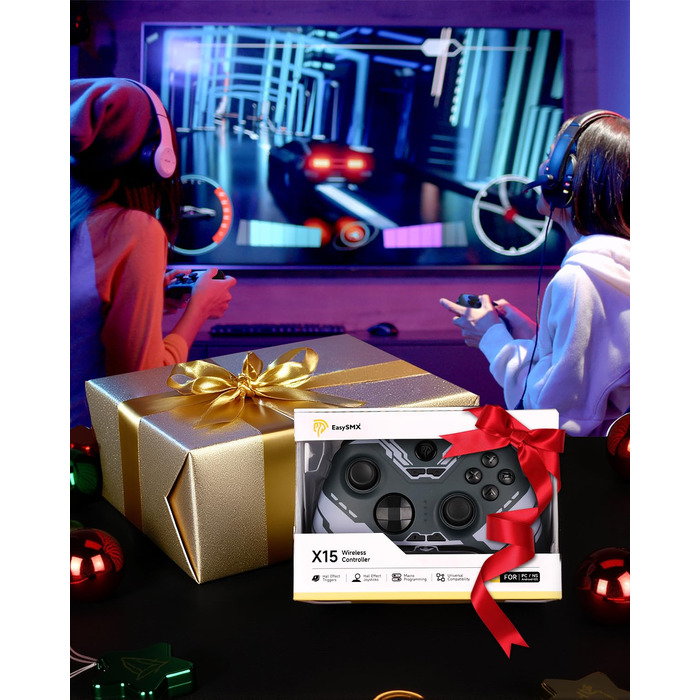 Бездротовий геймпад EasySMX X15 з підсвічуванням RGB, Hall-аналоговий джойстик та тригери, Bluetooth для PC/Switch/Android