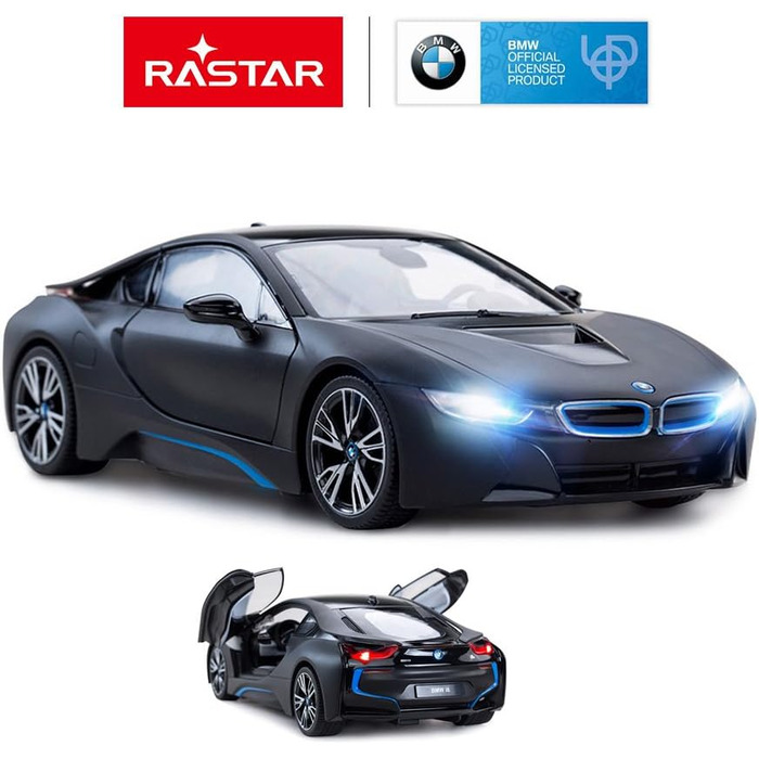 Радіокерований автомобіль Rastar BMW i8 1:14 сріблястий - Модель авто з дистанційним відкриттям дверей