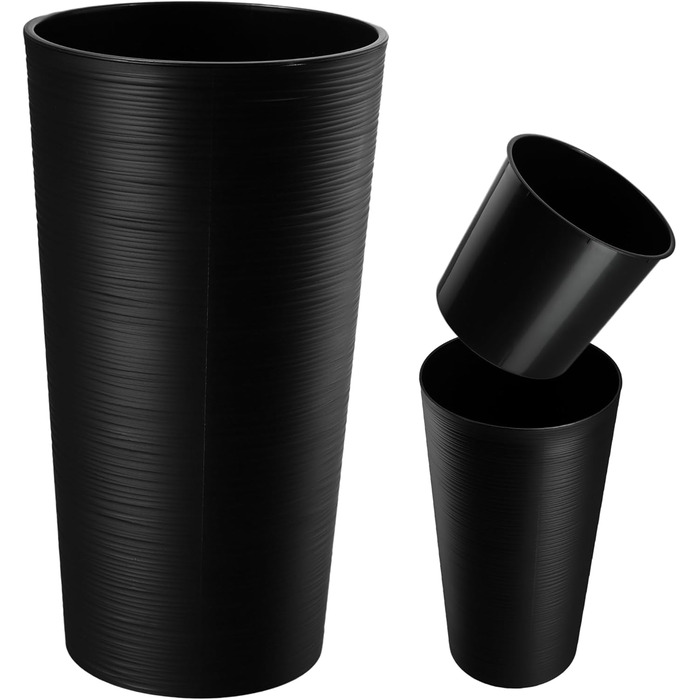 Набір горщиків KADAX (3 шт) з дерев'яною стружкою, чорний, 19.25/30 см