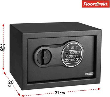 Мобільний сейф Floordirekt Tresor Grasberg: захист для дому, 20x31x20 см, антрацит, електронний та комбінаційний замок, настінний сейф з болтами та ключем