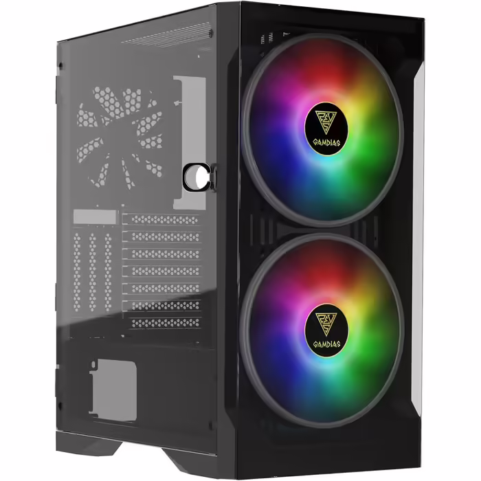 Ігровий корпус GAMDIAS Apollo E2 Elite, Mid-Tower ATX, загартоване скло, 3x 200 мм ARGB вентилятори, безінструментальна установка, підтримка плат до ATX