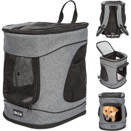 Рюкзак для домашніх тварин Cadoca до 12 кг, регульовані ремені, складна сумка для перенесення на короткому повідку, рюкзак для кішок і собак сірого кольору