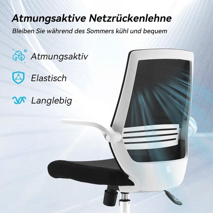 Офісний стілець SIHOO ергономічний з регульованими підлокітниками, підтримкою попереку, м'якою спинкою з сітки та коліщатками, поворотний комп'ютерний стілець (Чорний, Сучасний)