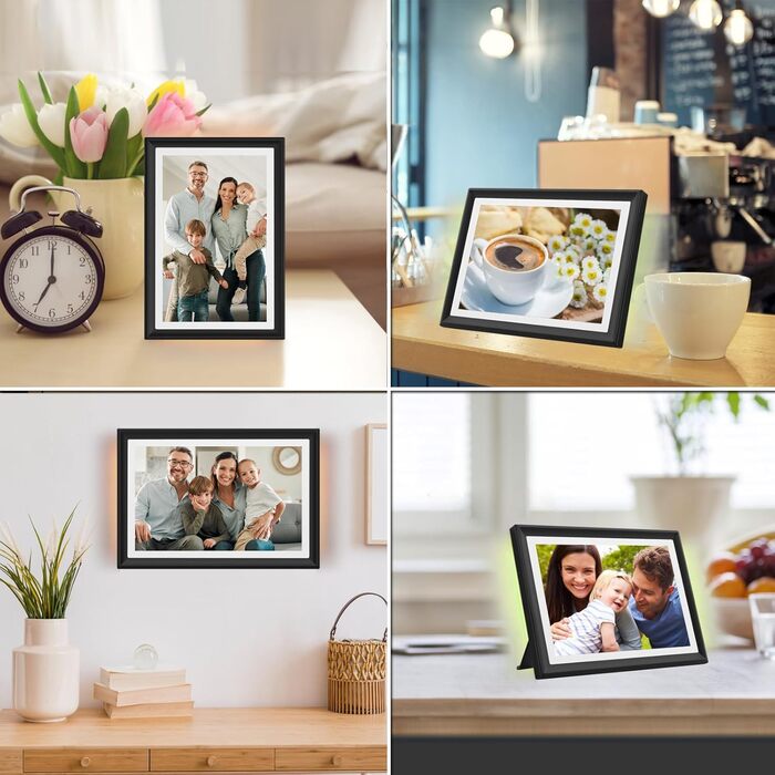 FRAMEO Цифровий фоторамка 15.6 дюймів WiFi, FHD 1920x1080, 32GB, IPS сенсорний екран, автоповорот, кріплення на стіну. Діліться фото та відео через додаток FRAMEO