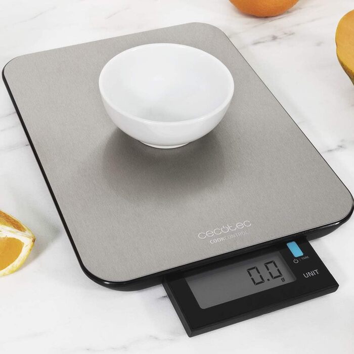 Кухонні ваги Cecotec Cook Control з нержавіючої сталі, LCD-дисплеєм та ретро-дизайном. Водостійка технологія.