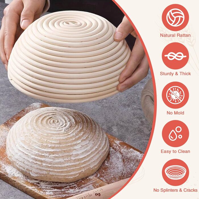 Набір для випічки хліба з закваски Aliggbent: 38 предметів, корзини для бродіння (25,4 см), скляний набір (680 мл), вага, кишені та аксесуари