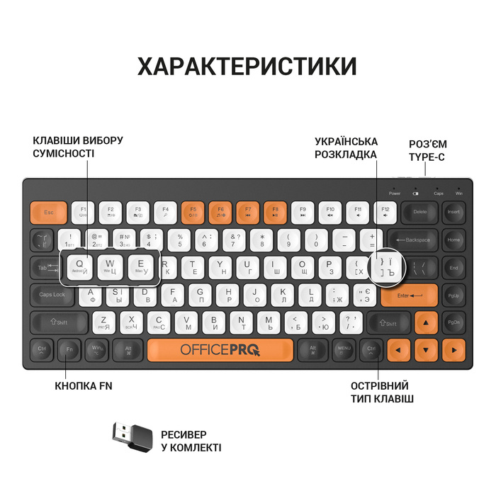 Клавіатура бездротова OfficePro (SK955B)