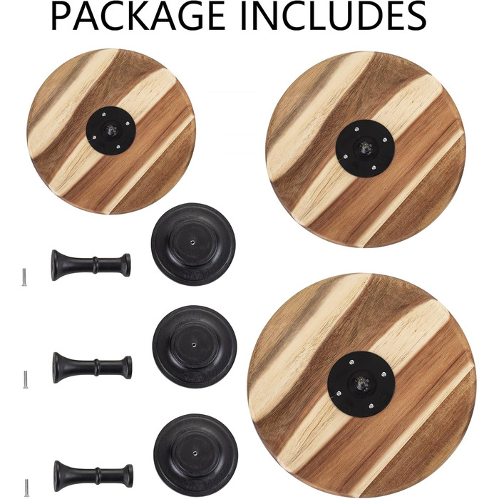 Дерев'яний підставка для тортів Nuptio Rustikaler: 25 см, набір 3 шт. для весілля, дня народження, дитячого свята, чаювання