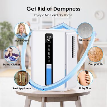 Електричний осушувач повітря 2500 мл, 3 швидкості, 2 режими, таймер 48 год, авто-стоп, захист від замерзання, для спальні та ванної кімнати
