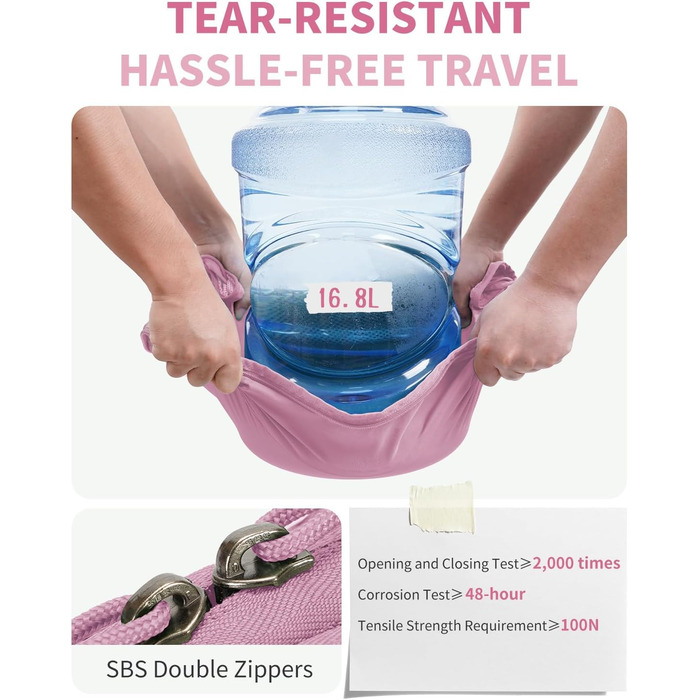 Набір органайзерів для валізи ECOHUB, 6 шт. — Подорожні сумки-кубики з ID-тегами, дихаючі легкі органайзери для одягу та рюкзака з перероблених матеріалів (Темно-рожевий)