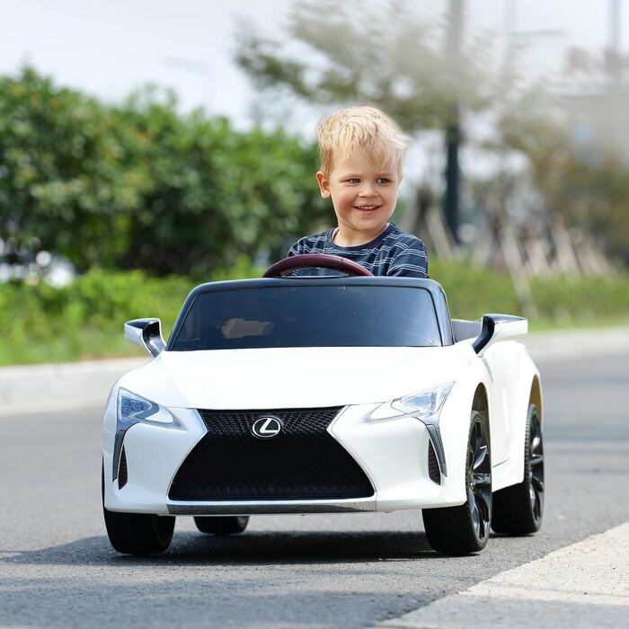 Електромобіль для дітей COSTWAY Lexus 12V, з пультом, LED, музикою, USB, білий