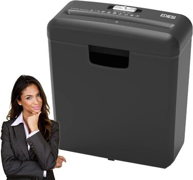 Шредер для дому та офісу Ediesi: знищення до 6 аркушів, для кредитних карт, CD та DVD, 10 літрів