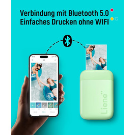Портативний фотодрук Liene Pearl K100: друк зі смартфона, 50 шт. Zink-паперу, Bluetooth 5.0, сумісний з iOS/Android, для iPhone (зелений)