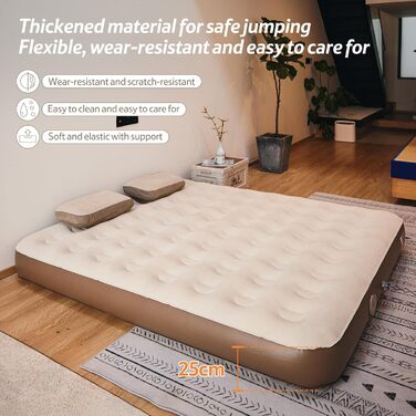 Надувна матрац Naturehike для 2 осіб з електричним насосом, 200x150x25 см. Самостійно надувна, преміум-якість, для кемпінгу та дому. Колір: коричневий.