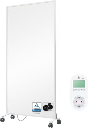 Інфрачервовий обігрівач BR Bringer Standgerät - Економний, мобільний електрообігрівач на роликах, 1000 Вт, 5 років гарантія, сертифікат TÜV, німецька якість (білий)