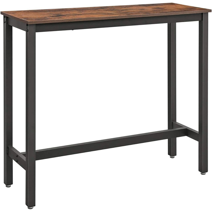 Барний стіл, кухонний стіл, кухонна стійка, прямокутний барний стіл, міцний металевий каркас, проста збірка, вузький, промисловий дизайн, LBT10 шт. (вінтажний коричнево-чорний, 120 x 40 x 100 см)
