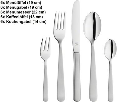 Набір столових приборів ZWILLING Trend 30 шт. , 6 шт. , нержавіюча сталь 18/10, полірована/матова, срібло