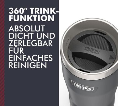 Термос ICON MUG 0,47л, бежевий/пісочний мат, термокружка 470мл, кавова кружка to go з нержавіючої сталі, ізотермос, 7 год гаряче / 22 год холодне, придатна для миття в посудомийній машині, абсолютно герметична, без BPA (470 мл, темно-сірий / Graphite Mat)