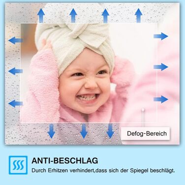 LED дзеркало для ванної кімнати з підсвічуванням 100x60 см, сенсорне регулювання, антизапар, 3 кольори світла, для ванної, туалету, коридору