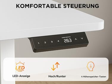 Електричний кутовий стіл L-подібної форми, 190 x 150 см. Регулювання висоти, стіл для офісу, ігровий стіл з керуванням кабелями, білий.