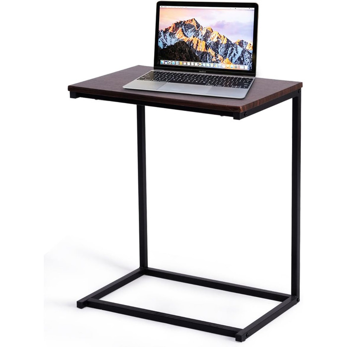 Подібний бічний стіл Стіл для ноутбука Журнальний столик Ноутбук Стіл для догляду за столом Стіл для зберігання Метал дерево 55x35x65см (коричневий)