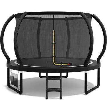 Батут садовий Flamaker Ø228/305/366/427 см з захисною сіткою, до 150 кг, для дітей та дорослих, чорний