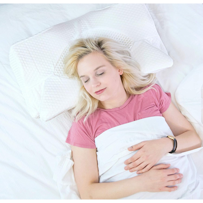 Ортопедична подушка Elviros з Memory Foam для сну на боці, підтримка шиї, зменшує біль у шиї та плечах, 53.8x11/9x33cm