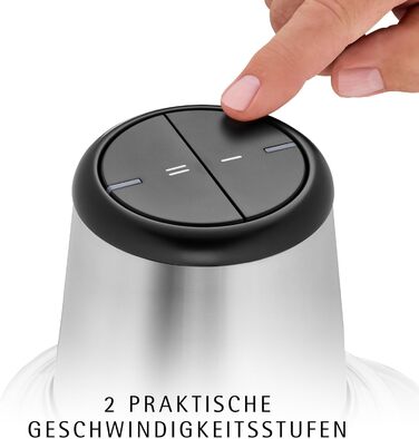 WMF Kult X Електричний подрібнювач міні-подрібнювач з скляною чашею та лезами з нержавіючої сталі, для овочів, трав та горіхів, 1л, довговічний, придатний для миття в посудомийній машині