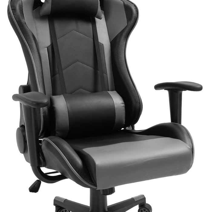 Крісло ігрове Vinsetto Ergonomic, поворотне, з екошкіри та піни, чорного кольору, розміром 67,5x74x126-136 см, для комфортної роботи та ігор.