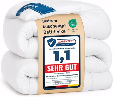 Ковдра BEDSURE 135x200 см - чотирисезонна, для алергіків, біла, 300 GSM, Oeko-Tex сертифікат