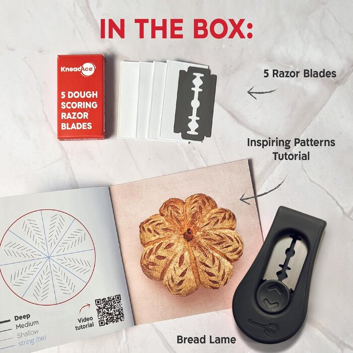 Набір для закваски KneadAce: банка 680.4 г, 2 корзини Banneton, лезо для хліба - подарунок для пекаря