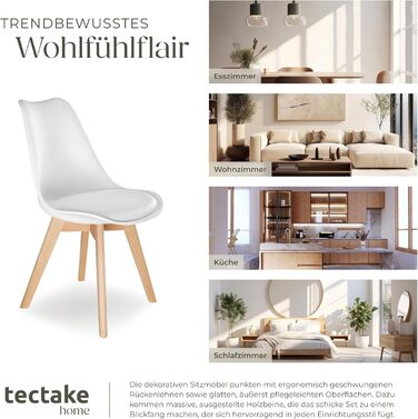 Тектейк® Стільці для їдальні Frederikke II - набір 6 шт. Сучасні кухонні стільці, скандинавський дизайн, чорний колір