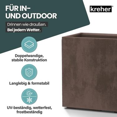 Плантатор Kreher XL Millennium: різні розміри та кольори. Імітація натурального каменю (коричневий, бежевий, антрацит, сірий). З міцного пластику. Роздільник простору (прямокутний)