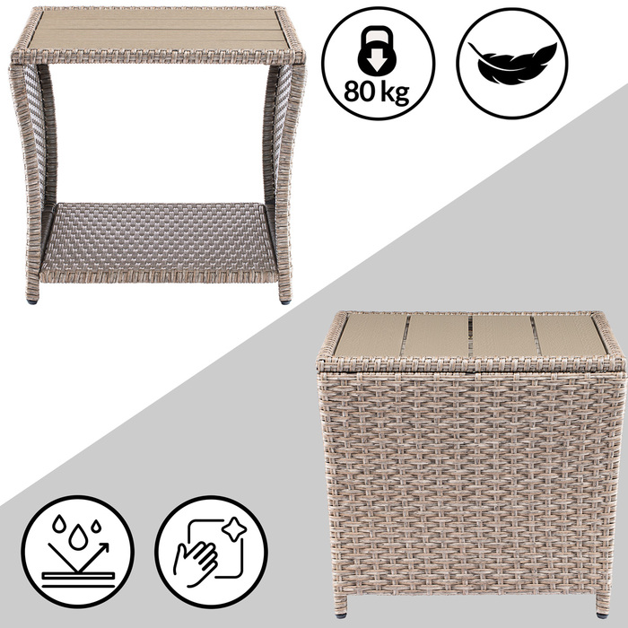 Столик з полі ротанга Vedis Cream 45x45x40см