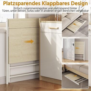 Зкладний стіл Yaheetech 80 см для комп'ютера з полицею, двоярусний робочий стіл з підставкою для монітора, стіл для ноутбука для дому/маленьких кімнат/вітальні, білий/80 см x 50 см, білий (світле дерево)