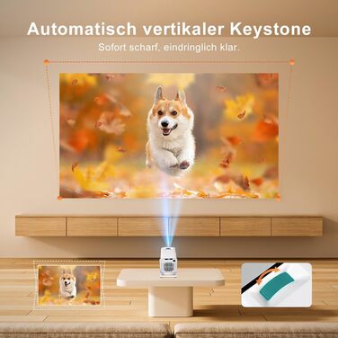 Портативний проєктор ZDSSY Beamer Klein 4K з Wi-Fi 6 та Bluetooth 5.2, автофокусом та корекцією трапеції, підтримкою Android/iPhone/PC/Mac/Switch/PS5