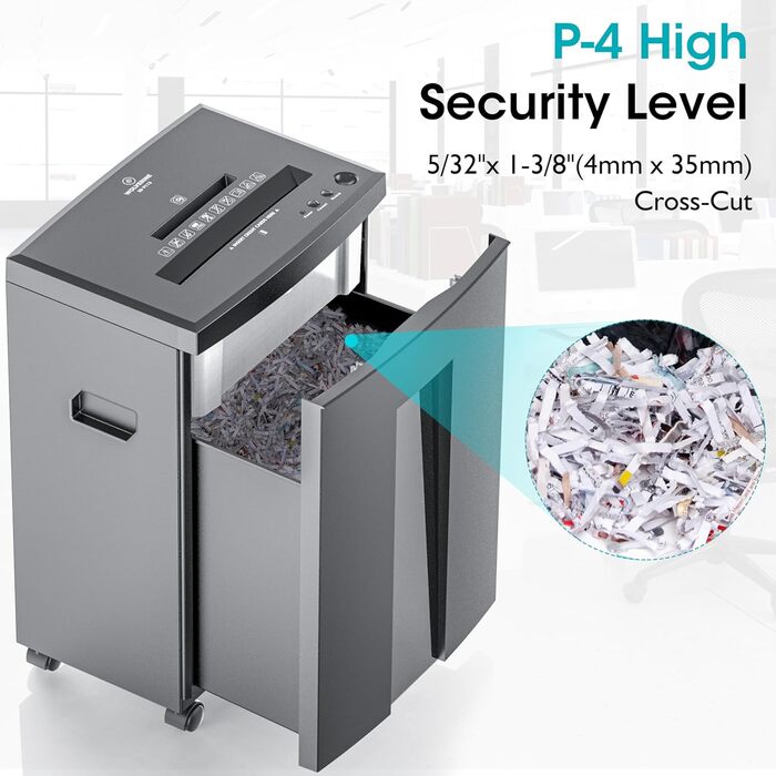 Шредер для паперу WOLVERINE P4 SD9113: 18 листів, знищення CD, тихий, 22 л, сірий