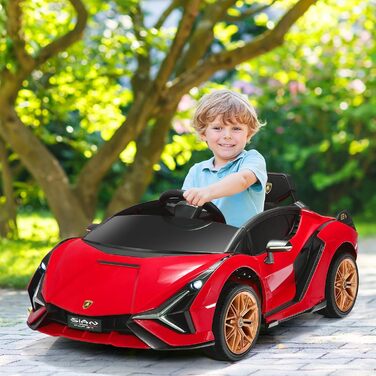 Дитячий електромобіль Lamborghini COSTWAY 12V з пультом, MP3, радіо, LED-фарами, для дітей 3-8 років, червоний