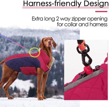 Зимова куртка ThinkPet Dog Coat, 4XL, Червоний і Темно-Синій, Світловідбиваючі смуги, Velcro, Outdoor