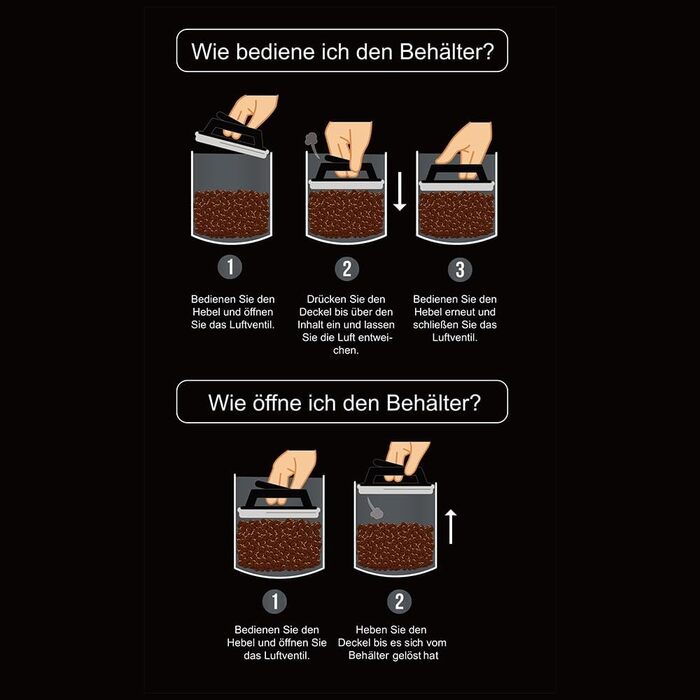 Контейнер для кави KC Kitchen & Co. з герметичним вакуумним кришкою, 2800 мл, нержавіюча сталь, для кави, чаю, цукру, мюслі, білий матовий