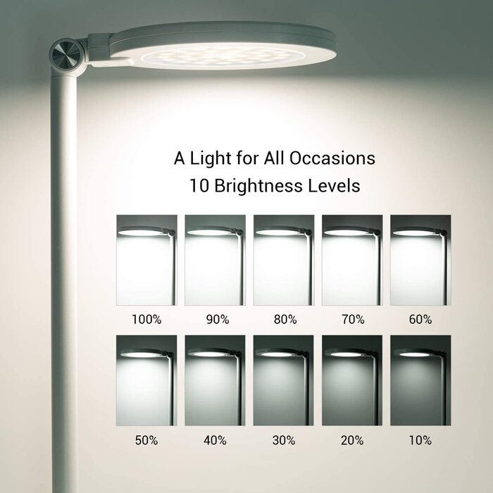LED настільна лампа JUKSTG 12W з торканням, диммуванням, 5 кольорів, захистом для очей, для офісу, читання, роботи, дітей (біла)