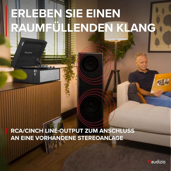 Вініловий програвач Fremont Retro з Bluetooth, динаміками та підставкою, для платівок 7'', 10'', 12'', дерев'яний корпус