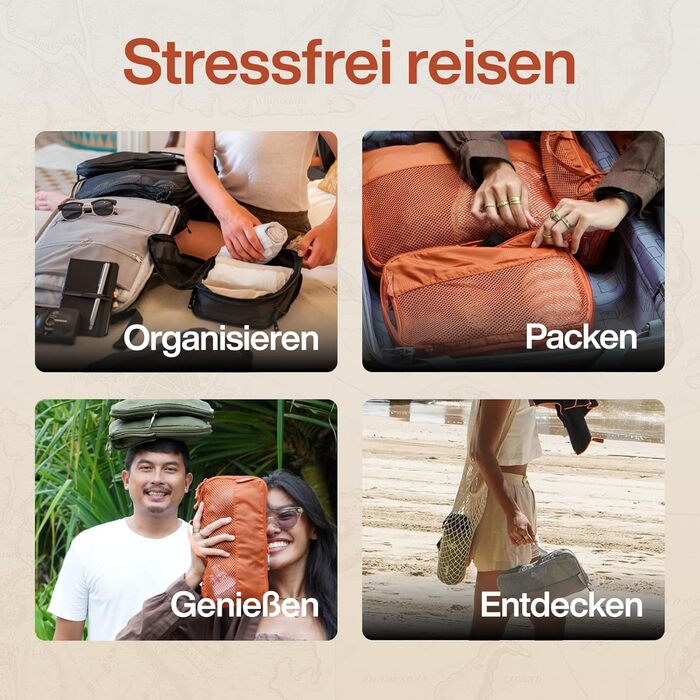 Набір компресійних органайзерів для одягу TRAVEL DUDE (7 предметів), дорожні пакувальні куби з переробленого пластику для валізи та рюкзака, темно-зелений