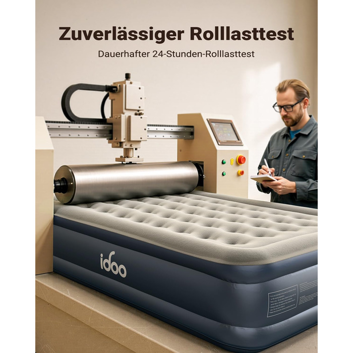 Надувний матрац iDOO самостійно надувний, 2 персони, з електричним насосом, для кемпінгу, 152x203x46 см, 295 кг, 152x203 см